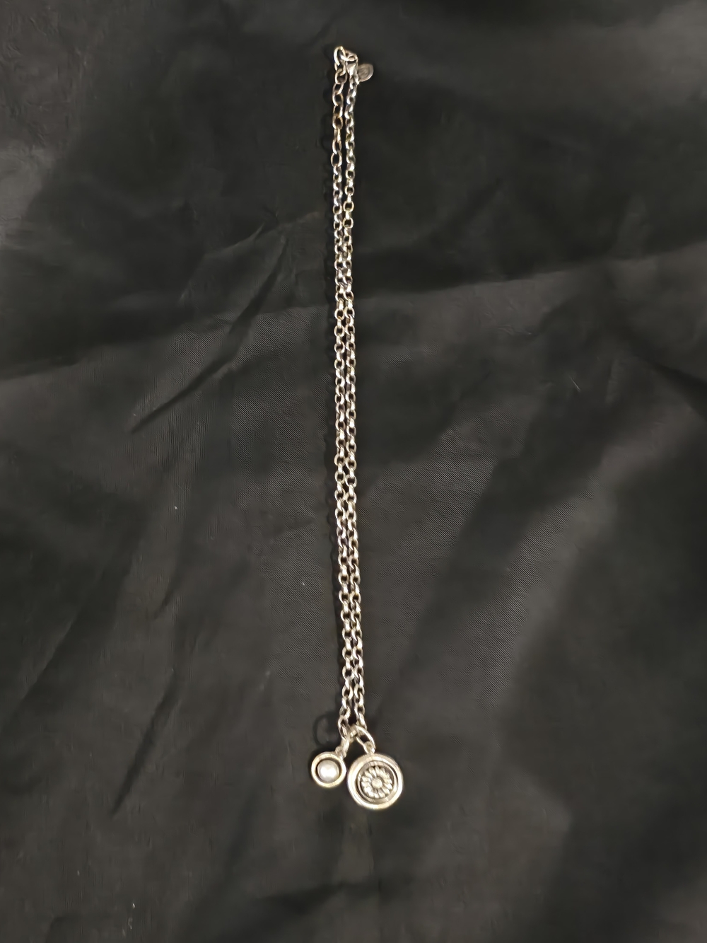 Waxing Poetic Vintage Silver Double Pendant Pearl Necklace